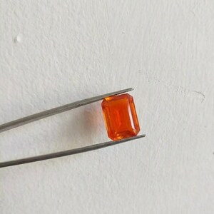 Handmade Orange Sapphire Emerald Cut Stone | Natural Loose Gem for Solitaire Rings or Pendants | Fire Orange Faceted Crystal | Jewelry Design Material | September Birthstone
