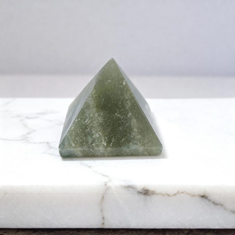 Handmade Green Aventurine crystal pyramid for chakra healing and luck