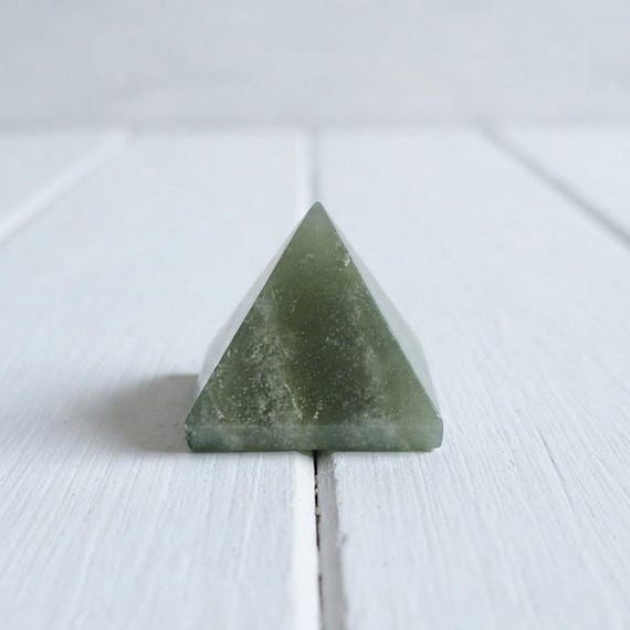 Green Aventurine Certified Pyramid Crystal for Wealth, Heart Chakra Healing Stone, Feng Shui Prosperity Decor, Polished Gemstone Pyramid