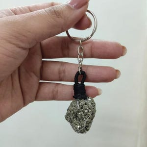 Spiritual protection stone keyring made with natural pyrite