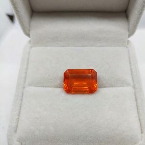 Orange Sapphire Gemstone Emerald Cut | Bright Fire Orange Loose Sapphire for Ring Setting | Natural Faceted Crystal | Healing Gem for Chakra Alignment & Jewelry Designers