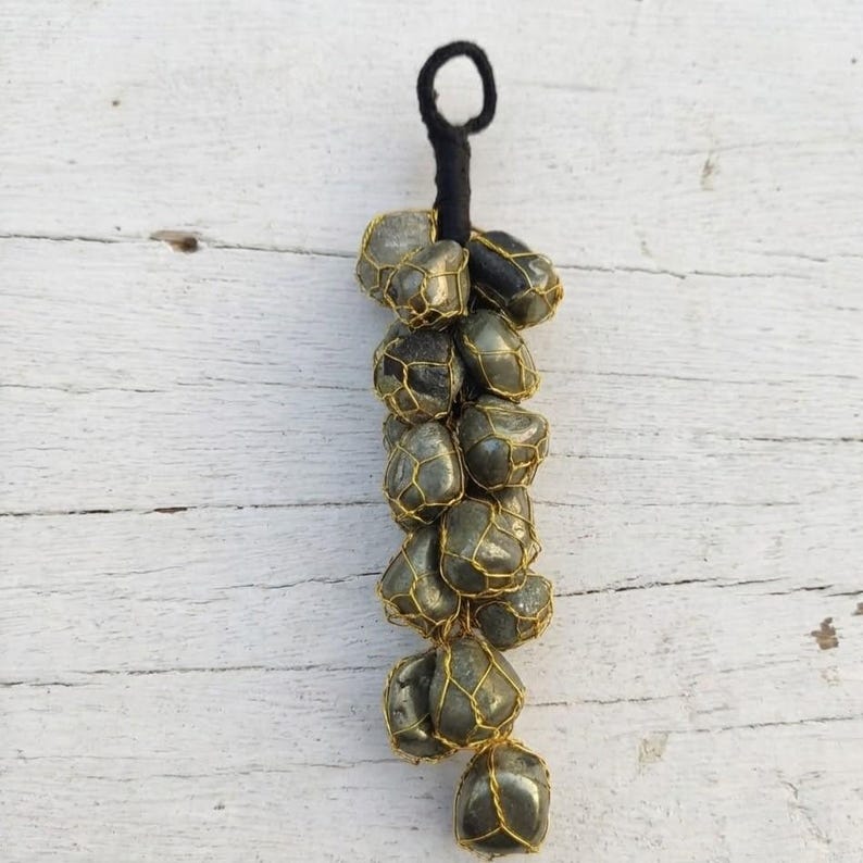Pyrite solar plexus chakra healing charm for hanging