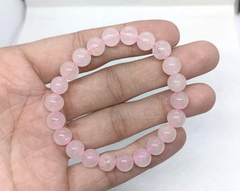 Elegant Certified Rose Quartz Bracelet for Love & Healing | Self-Love Crystal Bracelet for Women | Natural Pink Stretch Gemstone Jewellery |