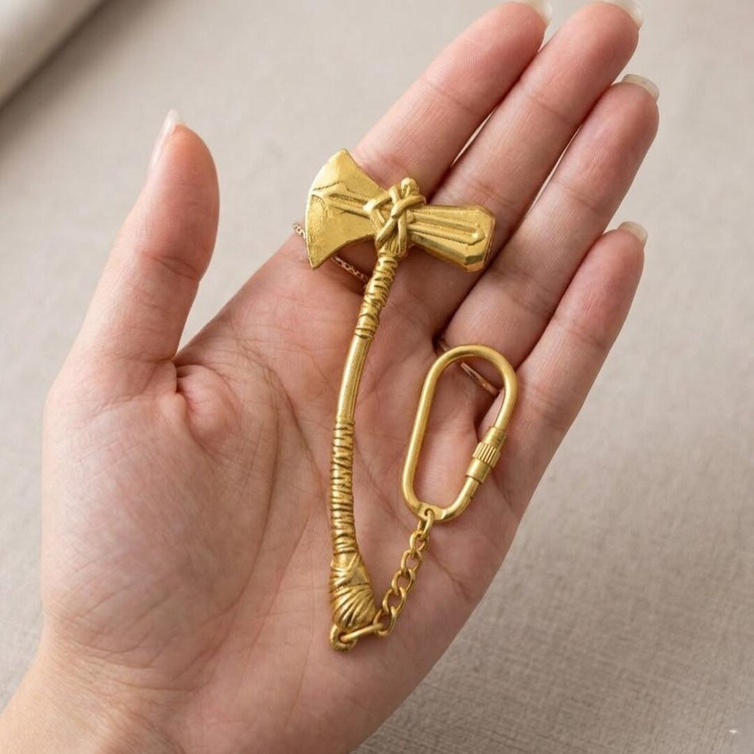 Handmade Brass Axe Keychain, Viking Axe Key Ring, Handmade Brass ...