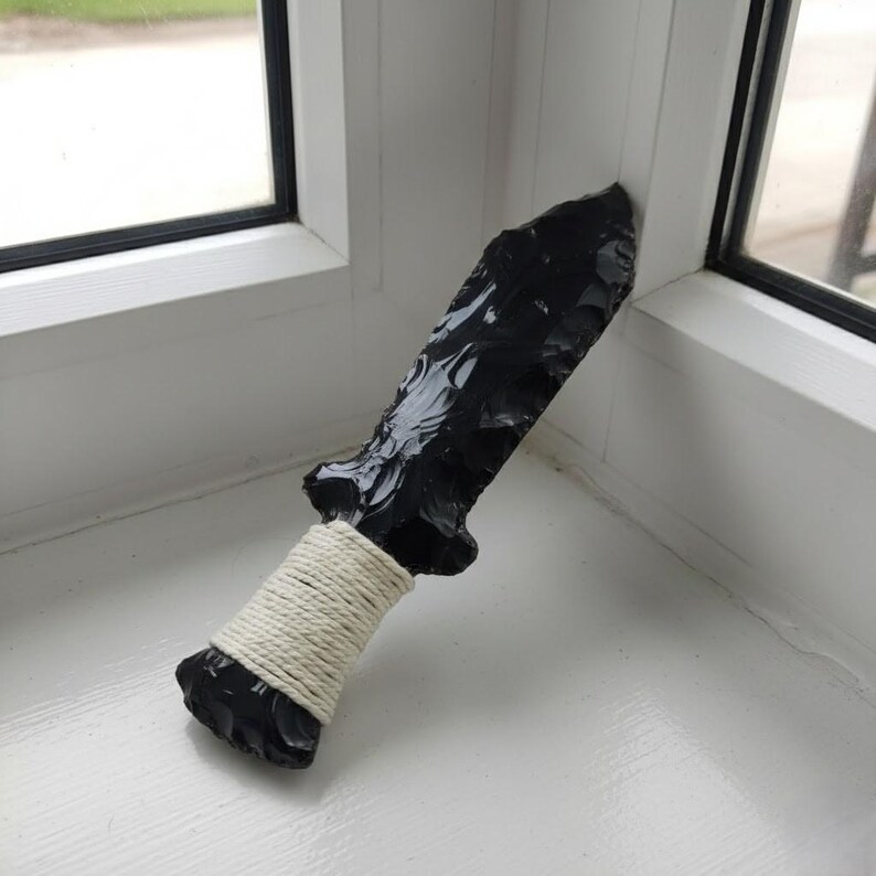 Buy Elegant Black Obsidian Dagger Primitive Stone Knife, Natural ...