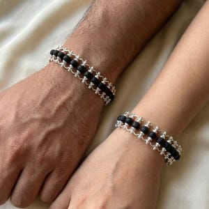 Karungali Healing Bracelet | Natural Blackwood Protection Bracelet for Energy Deflection | Handmade Spiritual Jewelry with Silver Accents | Ideal Gift for Men, Women