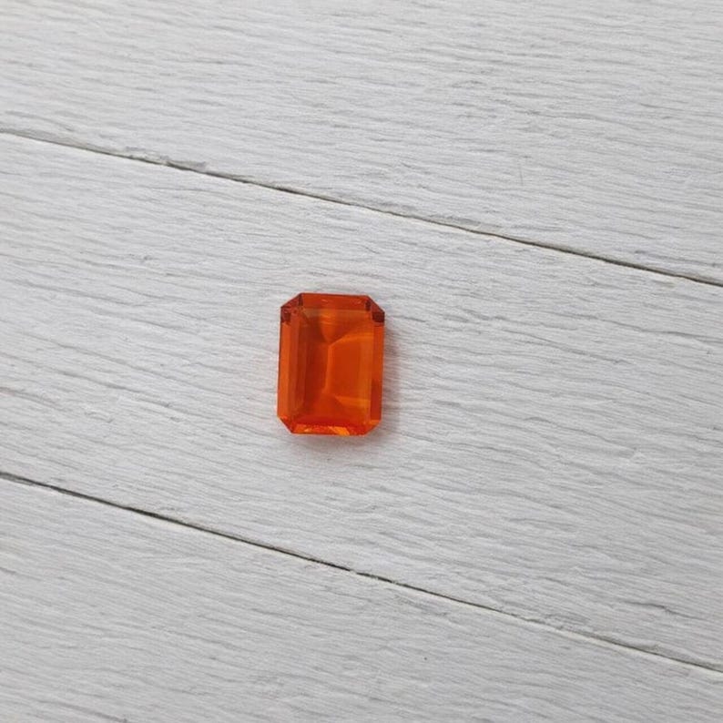 Vivid Orange Sapphire in Emerald Shape | Natural Loose Faceted Crystal for Jewelry Making | Gemstone for Rings, Necklaces, Custom Birthstone Gifts | Handcut for Quality & Color