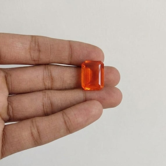 Emerald Cut Orange Sapphire | 15CT Loose Faceted Sapphire Gem for Ring, Pendant, or Earring | Deep Orange Sapphire for Jewellery Making