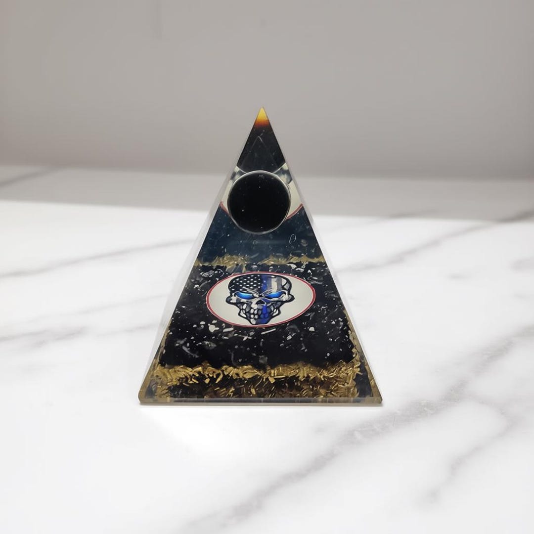 Skull Orgone Pyramid With Black Tourmaline & Copper Coil | Grounding ...