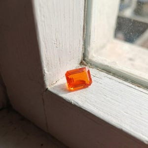 Natural Orange Sapphire Emerald Cut Gemstone | Loose Faceted Sapphire for Ring or Pendant | Bright Fiery Orange Gem for Custom Jewelry | September Birthstone | Healing Crystal for Confidence & Power