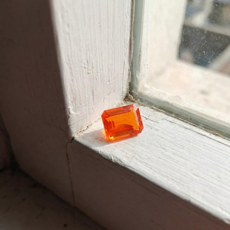 Natural Orange Sapphire Emerald Cut Gemstone | Loose Faceted Sapphire for Ring or Pendant | Bright Fiery Orange Gem for Custom Jewelry | September Birthstone | Healing Crystal for Confidence & Power
