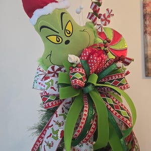 Green monster tree topper, elf,grinchmas