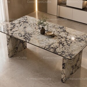 Luxury Marble Dining Table Rectangle | Modern Stone Dining Table Handmade Rectangle Marble Dining Table Modern Marble Dining Table