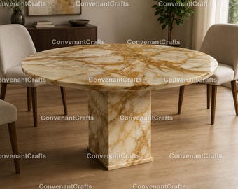Hany Onyx Round Dining Table | Luxury Stone Dining Table | Handmade Hany Onyx Luxury Round Hany Onyx Natural Hany Onyx Round Dining Table
