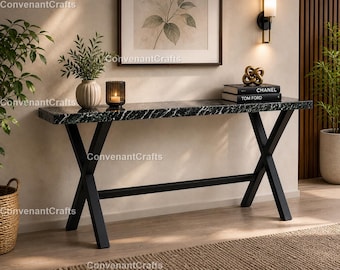 Handmade Green Marble Console Table Green Stone Console Table – Modern Marble Handcrafted Green Marble Luxury Green Marble Console Table