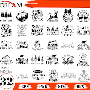 Merry Christmas Svg Bundle | 32 Holiday Svg Designs | Reindeer, Gnome, Snowman, Santa, Tree Svg | png svg