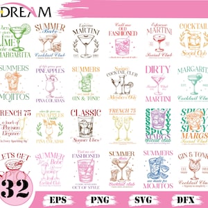Cocktail SVG Bundle | Margarita Martini Mojito SVG PNG | Summer Drink Quotes | Bar Shirt Cricut Files
