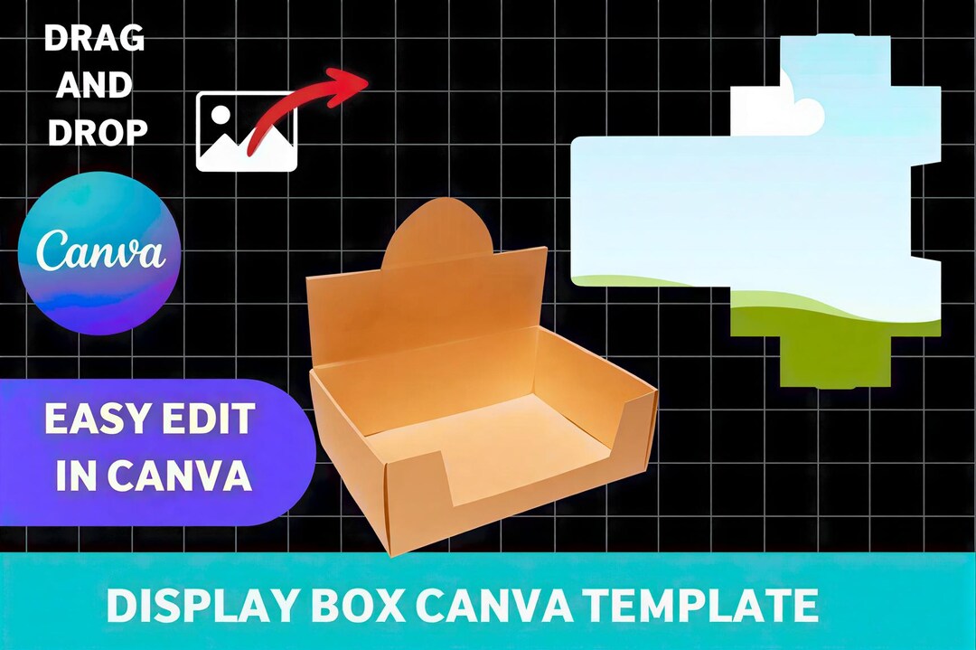 Display Box Canva Template, Printable Packaging Box Template, Editable ...