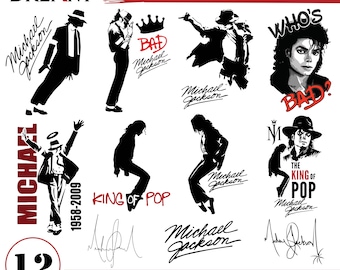 Michael Jackson Svg Png, King of Pop Png, MJ Dance Pose Svg, Music Legend Png, Michael Png, Michael Jackson Gold Signature Png