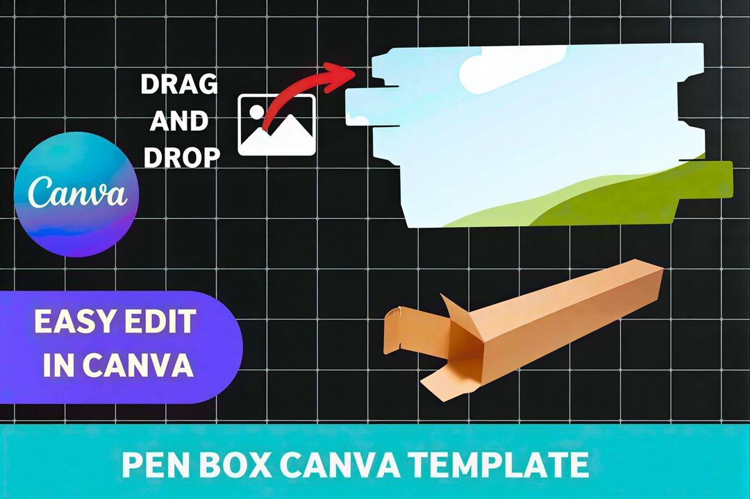 Pen Box Pattern Pen Box Canva Template Editable, Pencil Box Packaging Template ...