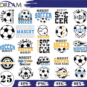 Sjabloon voor voetbalbundel, voetbal-svg, sjabloon voor voetbalteam, teamlogo, voetballer, voetbalmoeder-svg, voetbalnaam-svg, voetbalshirt, Cricut