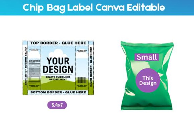 Chip Bag Template, Blank Chip Bag, Chip Bag Label, Party Chip Bag, Chip ...