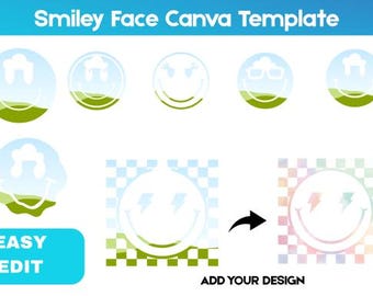 Smiley Face Png Bundle, Checkered Smiley Png, Daisy Smiley Png, Retro Flower Png, Distressed Smiley png, Happy Face For Cricut, Silhouette