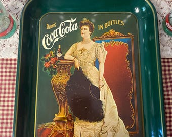 Vintage Coca Cola minnesbricka och set med 6 julglas Coca Cola