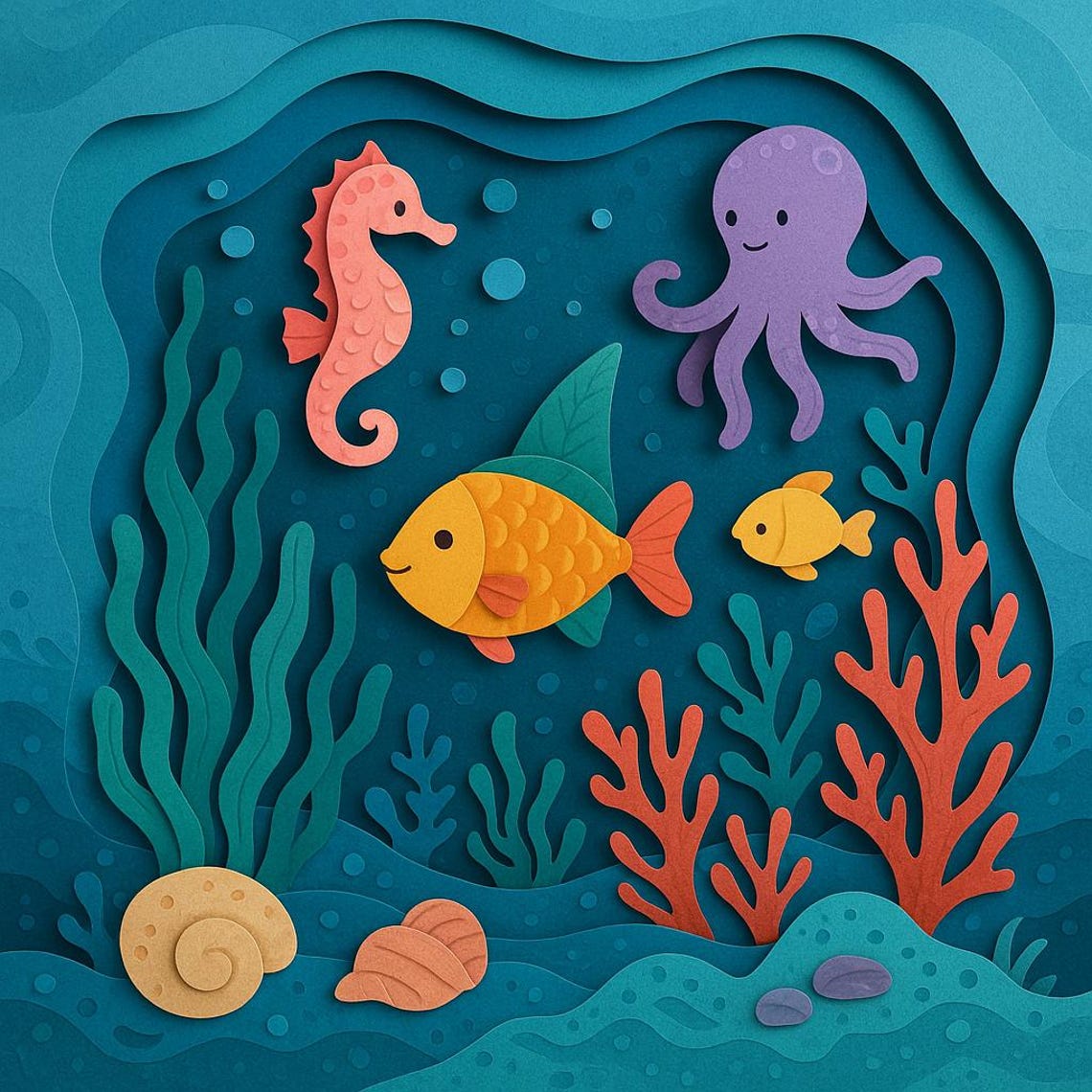 DIY Under the Sea Shadow Box: 3D Paper Cut Craft (digital Download) - Etsy