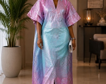 Elegant African Boubou Dress Brocade come with scraf and belted inside
