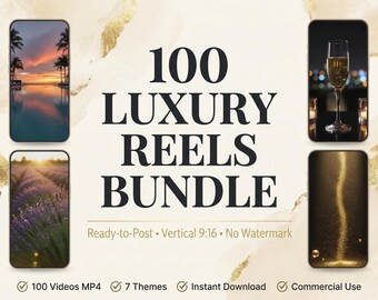 100 Luxury Reels Bundle • Instagram TikTok Vertical Video 9:16 • Lifestyle Content • No Watermark • Aesthetic UGC • Ready to Post • Viral