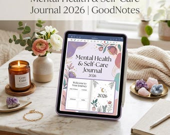 Mental Health & Self-Care Journal 2026 | GoodNotes iPad | Mood Tracker Gratitude Journal | ADHD Friendly | Instant Download PDF