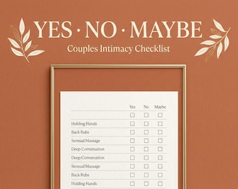 Yes No Maybe List for Couples Printable | Intimacy Checklist | Couples Communication Guide |Gift | Adult Couples Printable |Instant Download