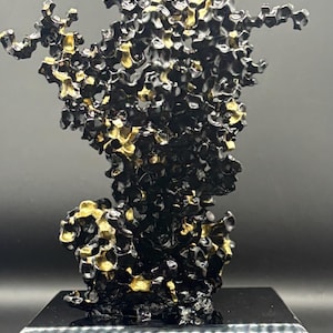 Unique Coral Aluminum Art - Aluminum Casting with Base - Abstract Aluminum Orbeez-Cast Sculpture