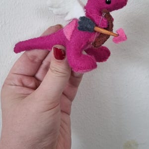 Dinosaurio de peluche de fieltro de lana de San Valentín de Valendino, raptor de peluche
