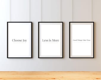 Printable Wall Art Set | Minimalist Quotes | Digital Download Typography Prints | Inspirational Gallery Wall Decor