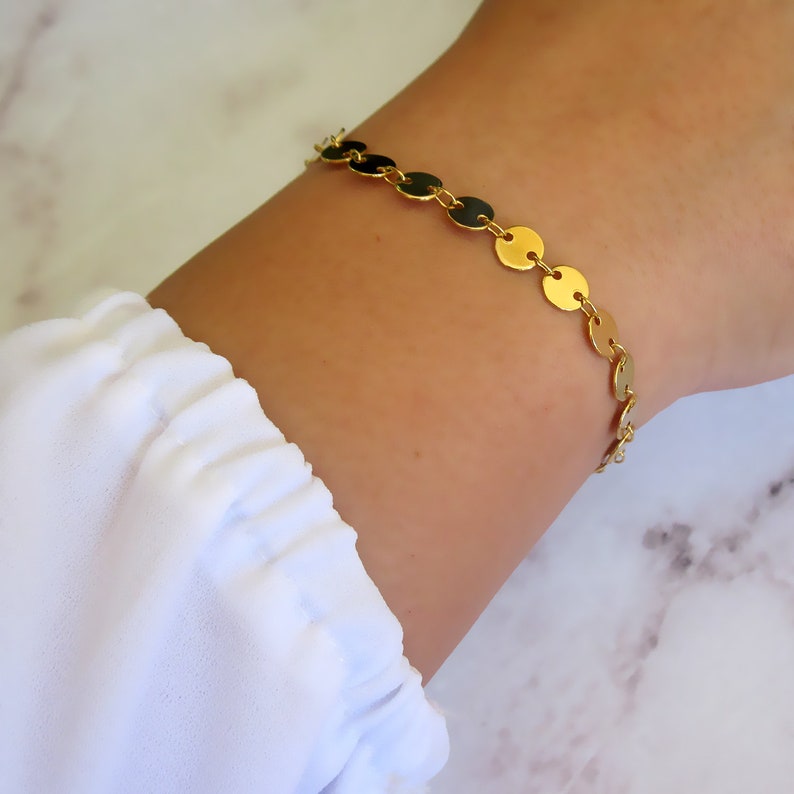 Disc Bracelet Gold Coin Bracelet Best Friend Bracelet Coin Jewelry Chain Bracelet Gold Plated Bracelet Gifts For Her
