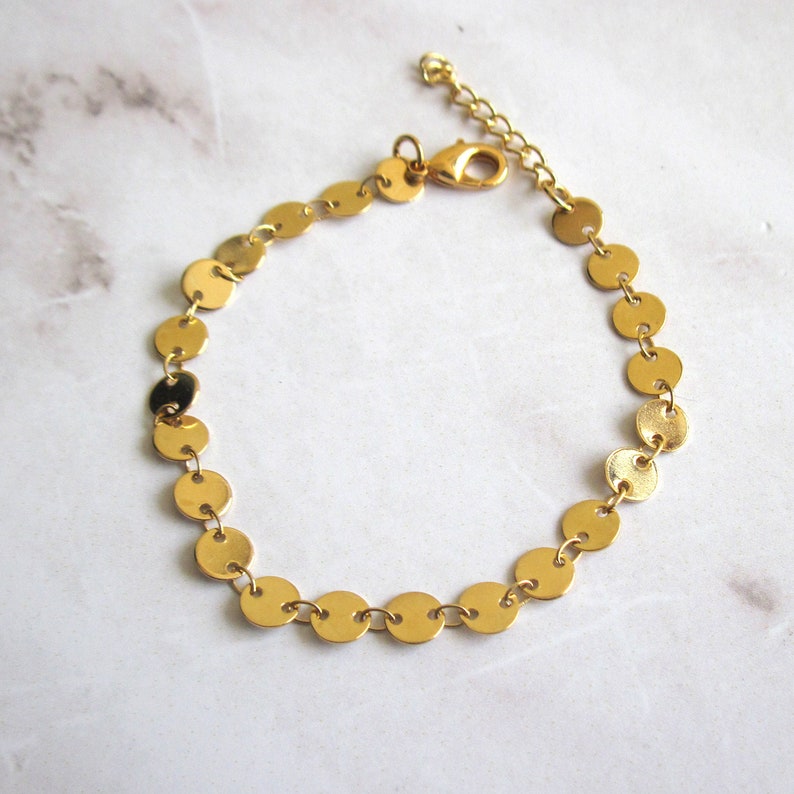 Disc Bracelet Gold Coin Bracelet Best Friend Bracelet Coin Jewelry Chain Bracelet Gold Plated Bracelet Gifts For Her
