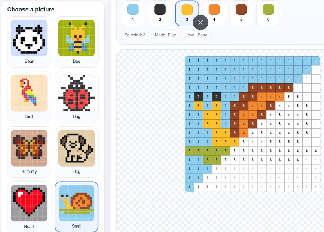 Interactive Pixel Art Coloring Game | Kids Activity, Educational Fun ...
