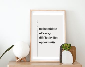 Minimalist Digital Download Design | Inspirational Quote Wall Art | Instant Printable Download PDF | Albert Einstein
