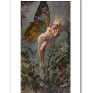 Fairy Art Print - Portrait The Poppy Fairy (1888) Luis Ricardo Falero