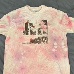 Mountains Vintage Hand-Dyed and Bleached T-Shirt - Post Apocalyptic Tee - Dystopian - Distressed Tee - Medium