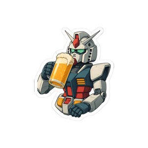 Beer Drinking Anime Mecha Sticker for laptops, water bottles, folders, etc