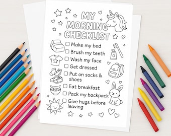 Unicorn Kids Morning Routine Chart: Printable Checklist (PDF Download)