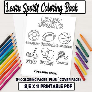 Learn Sports Coloring Book for Kids | Printable Educational Activity Pages | Soccer, Football, Basketball, Boxing, Tennis & More