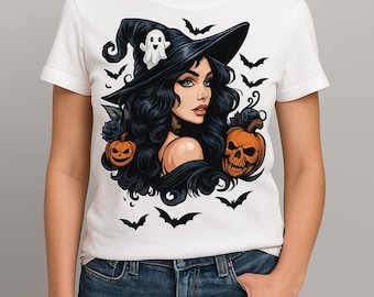 Gothic Haunted Witch PNG: Halloween Clipart, Ghost Hat (Digital Download)