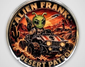 Alien Frank Desert Patrol 1 oz Copper Round | Colorized UFO Coin