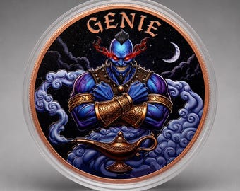 Genie Copper Coin | 5 oz .999 Fine Copper, Republic of Liberia Legal Tender | Arabian Nights Fantasy Art