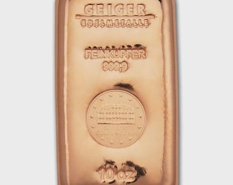 10 oz Copper Bar | .9999 Fine Copper Bullion Ingot | Geiger Schloss Güldengossa, Serialized