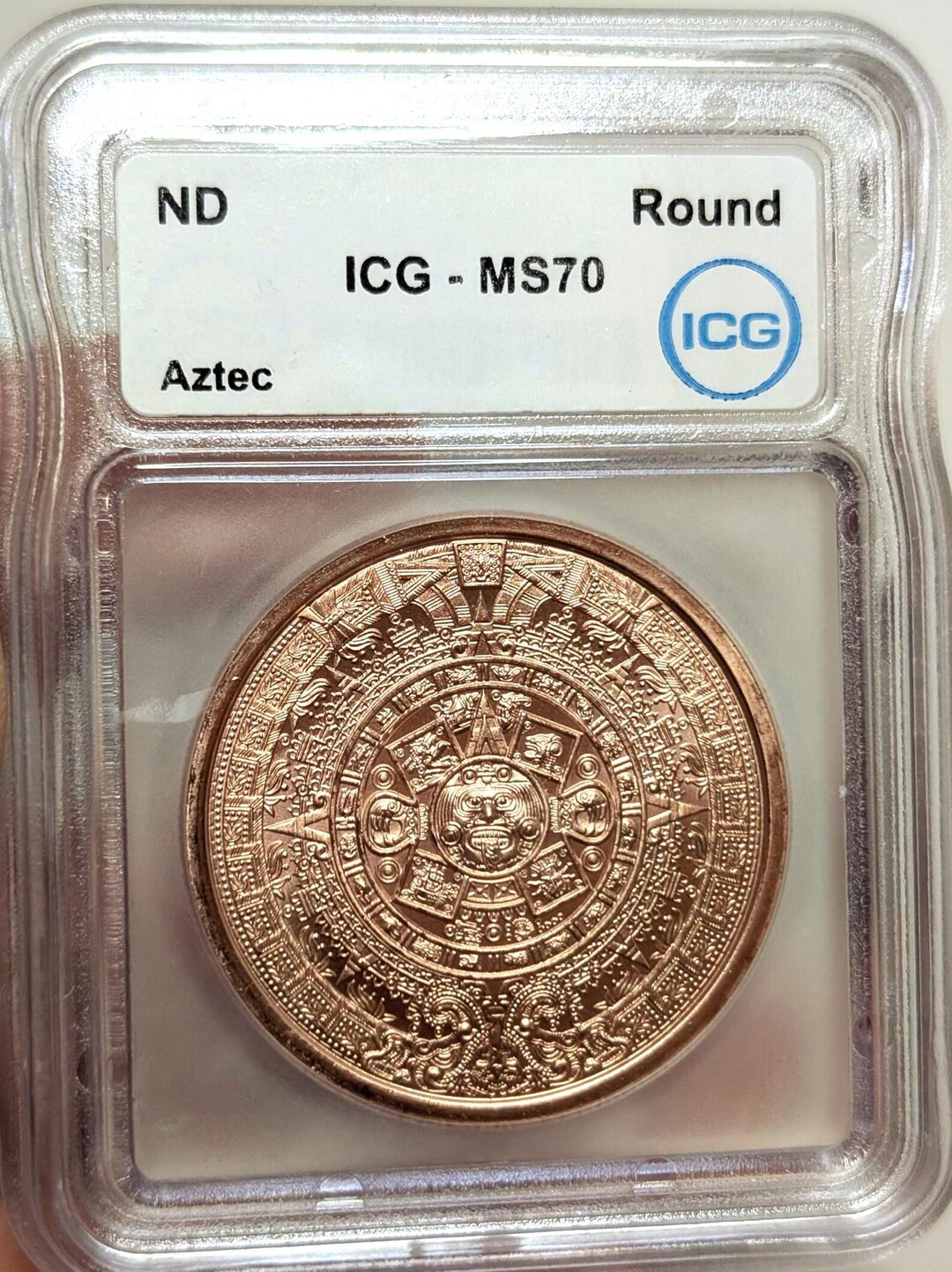 Aztec Calendar Copper Round Collectible Bullion Art Piece Display Item ...